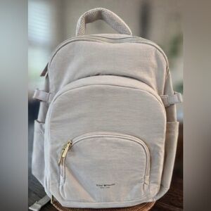 Light Gray Backpack with Gold Zipper